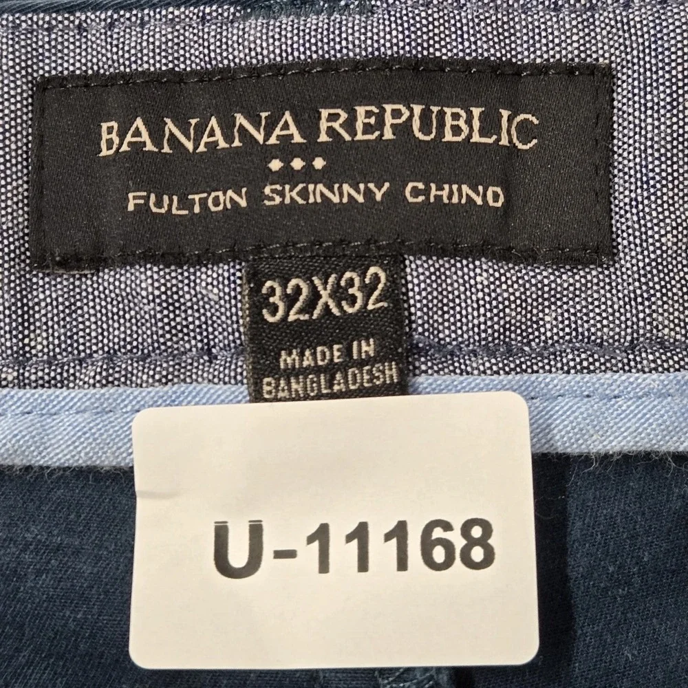 Banana Republic Men Pants 32X32 Blue Chino Fulton Skinny Button‎ Slim 29